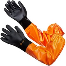 27.5" Long Rubber Gloves Heavy Duty Waterproof Gloves for Chemical and Acid Work