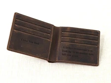 Personalised Mens Slim Leather Wallet Vintage Bifold Credit Card Brown Vintage