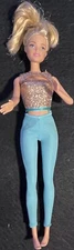 MATTEL 2013 Blonde BARBIE Fully ARTICULATED Blue Eyes Teal Tights 11.5" Tall