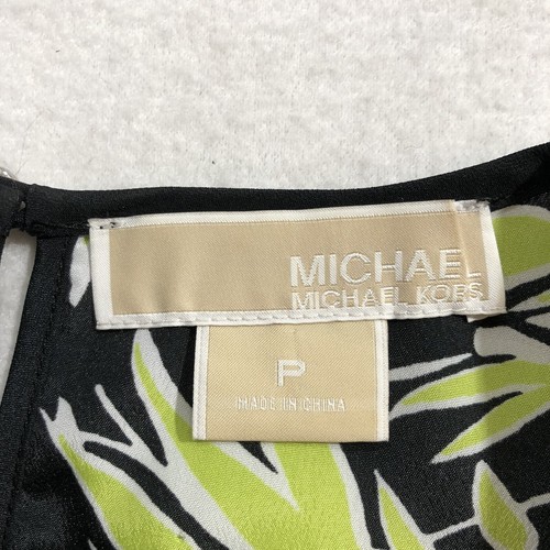 Michael Kors Sleeveless Blouse Tank Top Women Petite 0P Green Bamboo Tree Summer - Picture 10 of 12