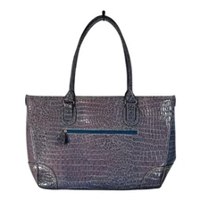 Attention Crocodile Pattern Large Tote Shoulder Bag Lavender Purple 21"X12"
