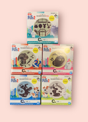 5 Pc Bandai Spirits Ichiban Kuji THE SECRET LIFE OF PETS2 C-Prize small plates