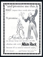 1937 husband threatening bride with rolling pin White Rock water vtg print ad