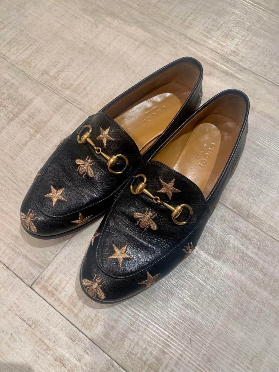 gucci bit loafer 41E black gold vintage｜ローファー
