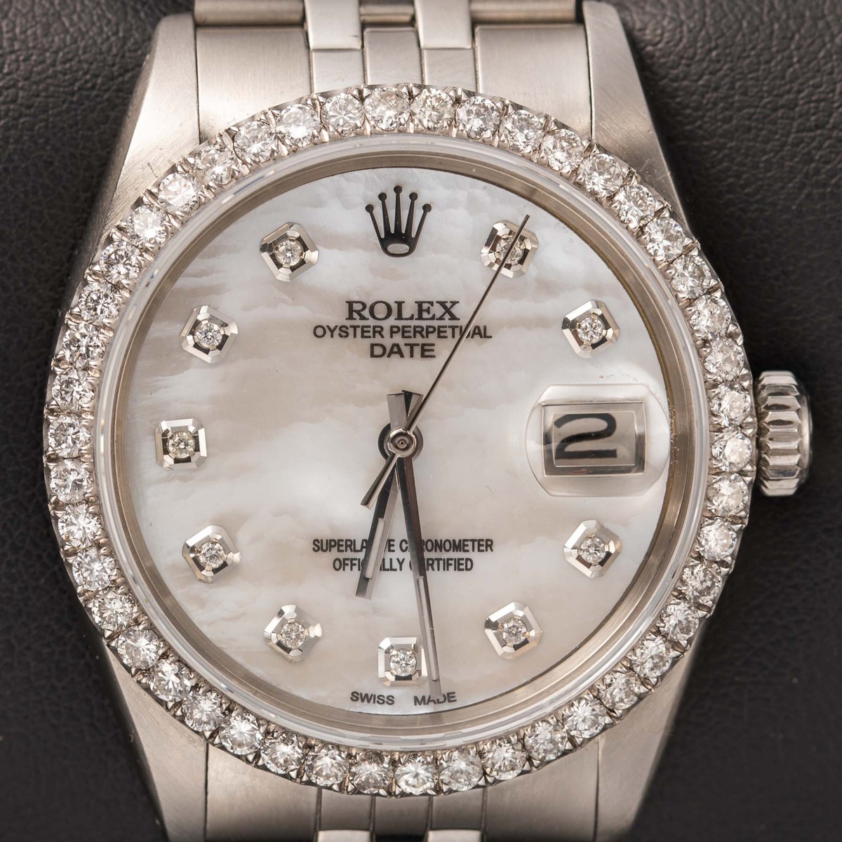 Rolex Datejust 1501 Diamond Bezel Watch 34mm Mother of Pearl 