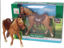 Playset Figure Big Brown Horse with Saddle Model Toy Farm Gift Chid