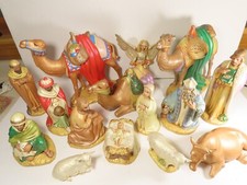 15 pc Huge Nativity Set Ceramic Hand Painted Vintage Christmas Very Detail C6059
