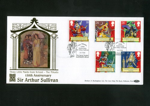 GB 1992 21st Jul BENHAM GOLD 500 #76 FDC Gilbert & Sullivan London WC2 S6y+++