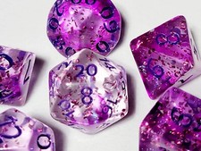 Purple Confetti Dice Set Poly RPG DnD Dungeons Dragons AD D Pathfinder d20