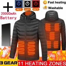 Men Heated Coat W/ 20000mAh Battery Pack Electric Heating  Jacket Thermal Warmer