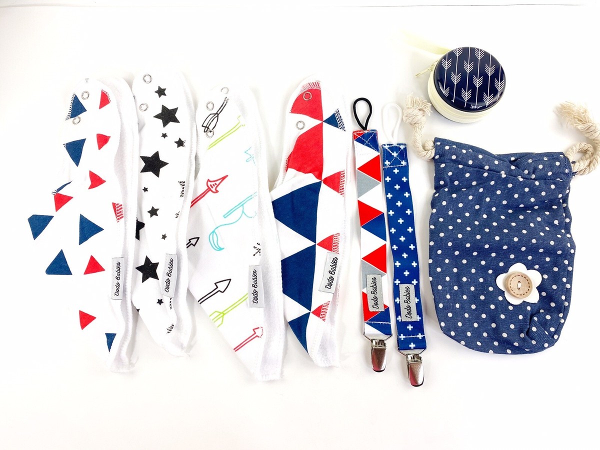 Dodo Babies Bandanna Drool Bib Set Bibs Pacifier Clips Pacifier