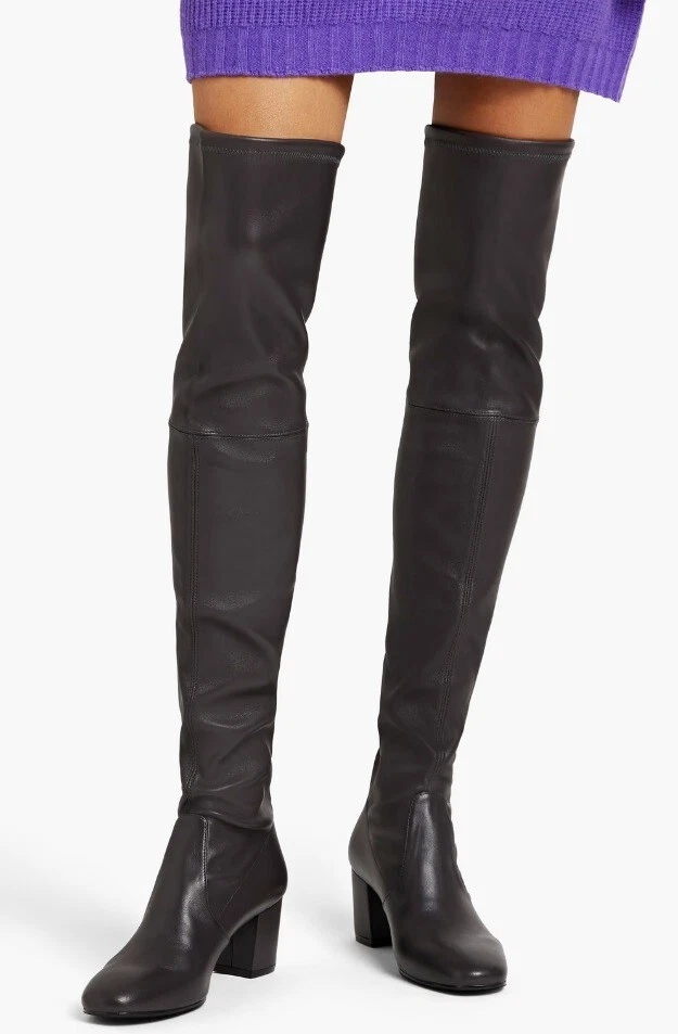 NOVO $985 Stuart Weitzman Genna 60 City OTC Preto Couro Elástico Botas Hi 39.5/9 - Imagem 2 de 4