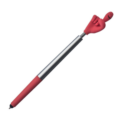 Touchpen Kugelschreiber / ''Smile Hand'' / Farbe: silber-rot