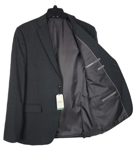 Alfani Mens Slim Fit Suit Jacket Blazer 38L Charcoal Dark Grey Solid Stretch NWT - Picture 2 of 4