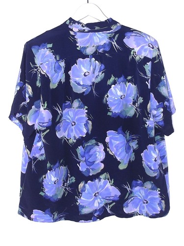 Sb Confezioni Di Lusso Blusa Donna Vintage Blu Floreale Xl Extra Large It 46 - Picture 5 of 11