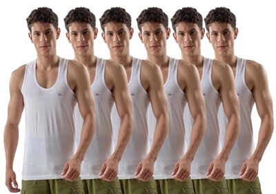 6 Pc LUX VENUS Men's Solid Vest Sleeveless Knitted Round neck 100% Cotton inner