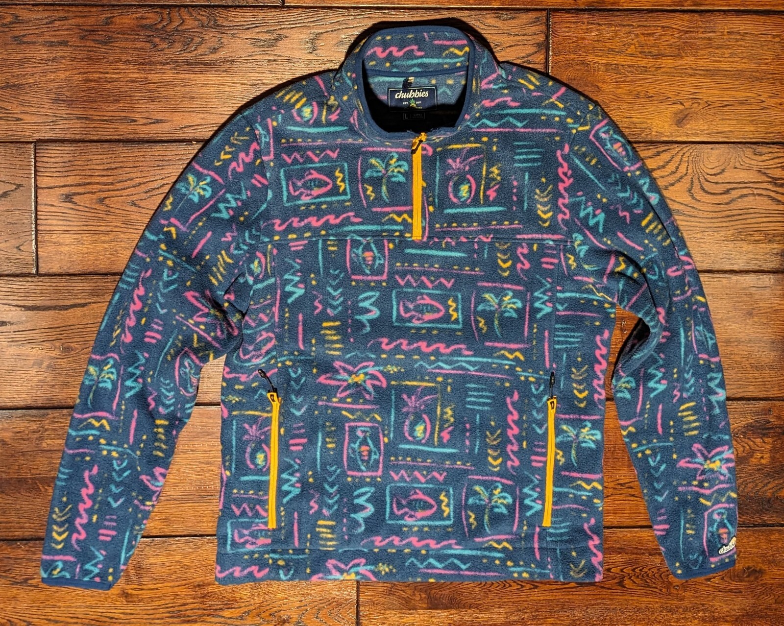 Chubbies Men's Recycled Chilly Vibe Sweatshirt 1/4 Zip Fleece Size Large 