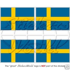 SWEDEN Swedish Flag, Sveriges Flagga 50mm (2") Vinyl Stickers, Decals x4