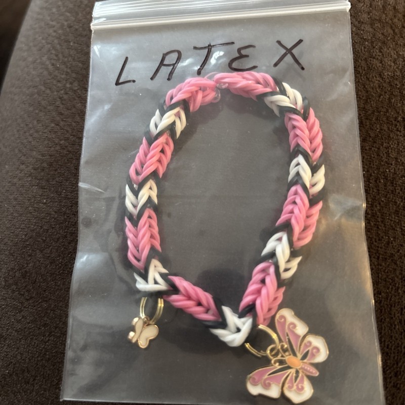 Loom Band 2-Charm Latex Handmade Bracelet, Individually Bagged 