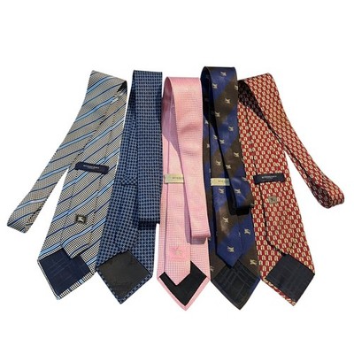 Burberry Silk Tie Lot 5Pice Designer Neckties Houndstooth Stripe Geometric Italy