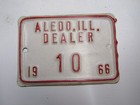 1966 ALEDO ILLINOIS LOW NUMBER TAG 10 LICENSE PLATE DEALER MERCER — photo 1