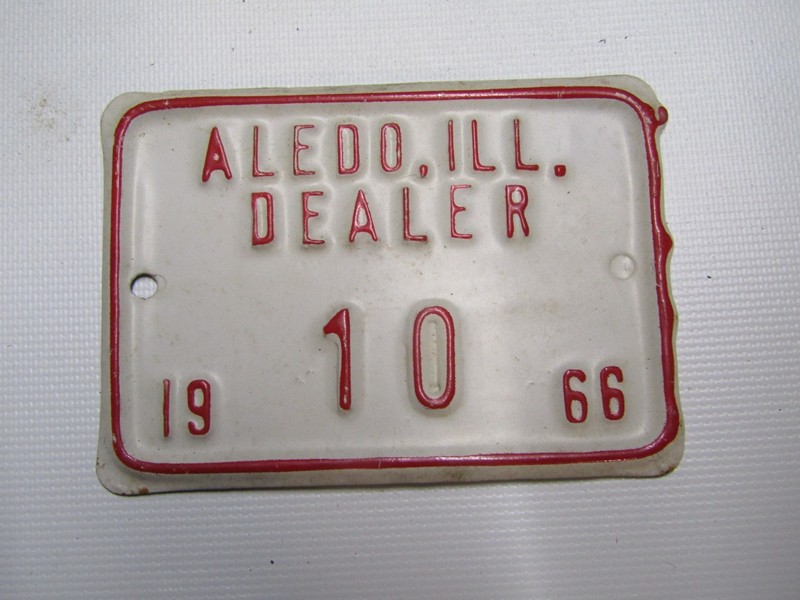 1966 ALEDO ILLINOIS LOW NUMBER TAG 10 LICENSE PLATE DEALER MERCER