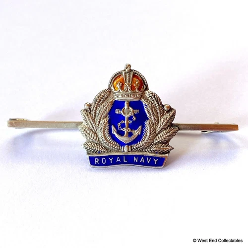 1930s WW2 Royal Navy SILVER Enamel Sweetheart KC Brooch Badge