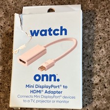 onn Mini DisplayPort to HDMI Adapter White Supports HD Audio and Video
