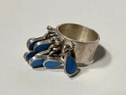 Vintage Southwestern Sterling Silver Turquoise Dangle Charm Ring Size 6.25