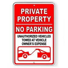Private Property No Parking Vehicles Towed Sign / Decal Sp008 / Magnetic Sign