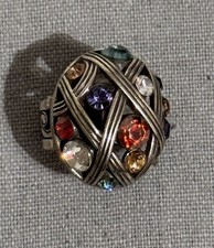 Brighton Ring Multi-Color Swarovski Crystal Domed Size 7.75 Silver Tone