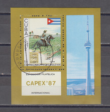 1CUBA :  1987 -   SOUVENIR SHEET - SCOTT #  2953  STAMP ON STAMP / CAPEX 87