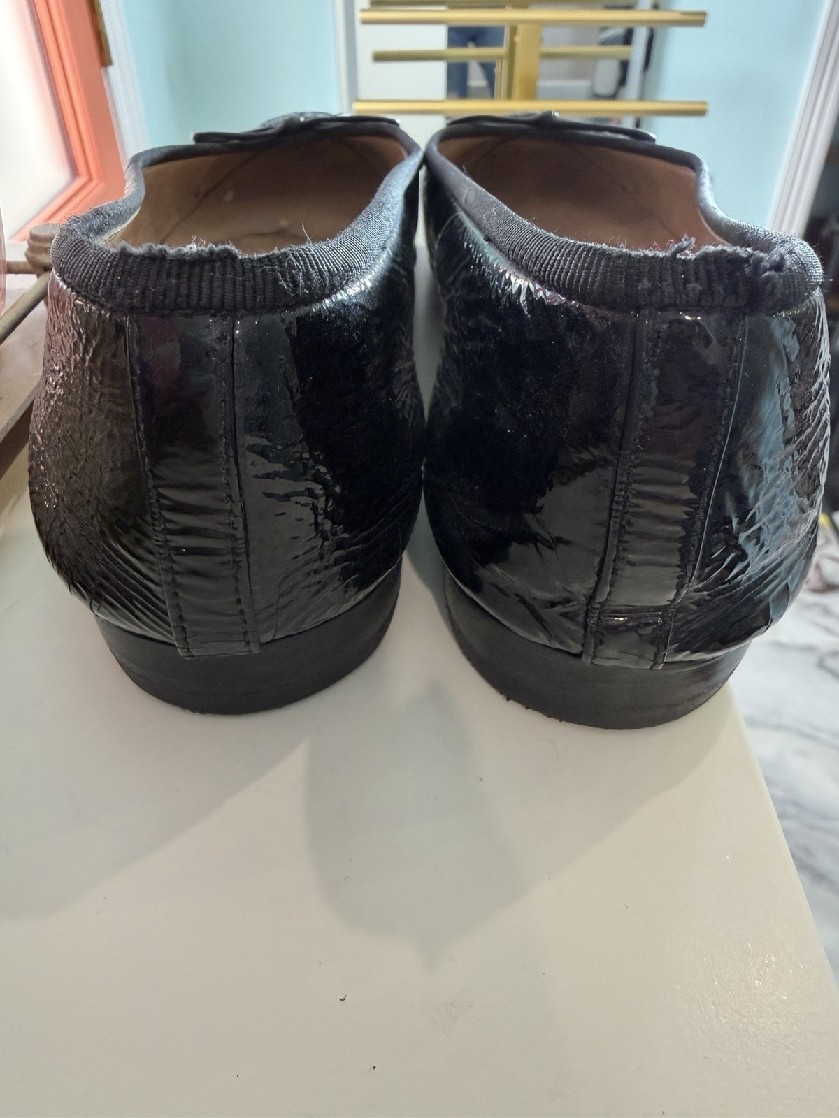Chanel CC Cap Toe Ballet Flats Black Calf Patent Leather Size EU 38.5 thumbnail 11