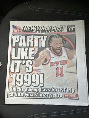 NY KNICKS NBA FINALS PARTY LIKE IT S 1999 New York Post Newspaper 5/26/26 - NEW