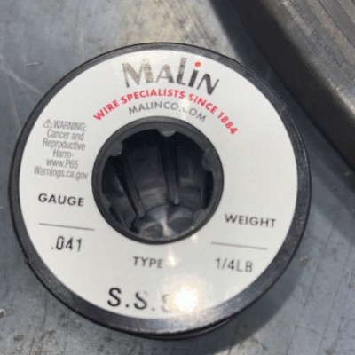  Stainless Steel Solid Wire .041 Gauge 1/4LB Spool Silver 44561 malin 