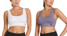 NEW Puma Women's M Seamless Sports Bra Two Pack White Purple