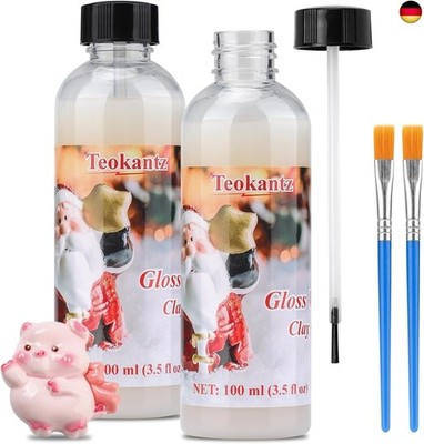 200 ML Ton Glasur, Air Dry Clay Glaze, Glasur für Ton Lufttrocknend mit Zwei 