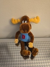 Vintage 1985 Bullwinkle 13" Plush Toy Stuffed Moose. Rocky cartoon. Korea