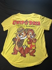 Camisa Disney Para Mujer XL Colorida Amarilla Chip 'N Dale Rescue Rangers Manga Corta