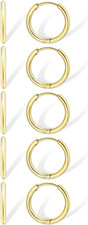 Dainty Small Gold Hoop Earrings for Women Set: 5 Pairs Lightweight 14K Gold Mini