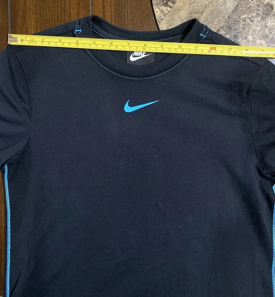 Maxi Vestido Nike Manga Corta Jersey Negro Azul Borde Swoosh Talla M Nuevo sin Etiquetas Foto 4 de 4