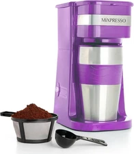 Mixpresso Purple Personal Single Serve Coffee Maker with 14oz Leavander 
