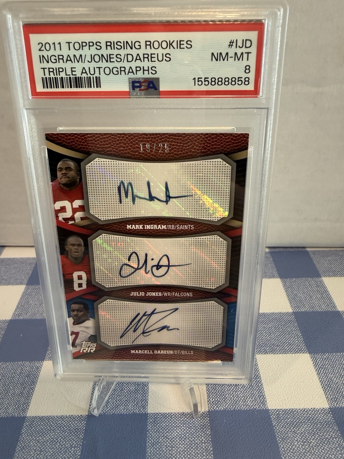 2011 Topps Rising Rookies Mark Ingram Julio Jones Auto /25 PSA 8