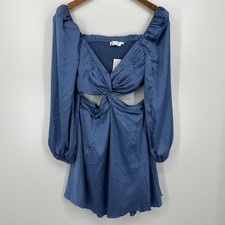 ASTR The Label Mini Dress Women's Size M Slate Blue New NWT Long Sleeve