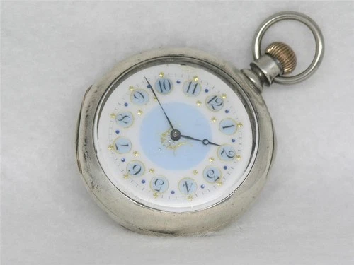 ANTIQUE 57MM VACHERON & CONSTANTIN 16J FANCY DIAL STERLING POCKETWATCH, RUNNING!