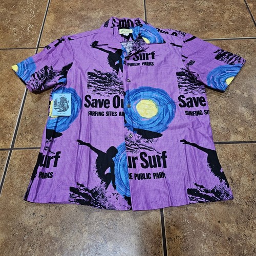 Camisa hawaiana vintage Ui Maikai abotonada Save Our Surf Deadstock algodón grande - Imagen 1 de 9