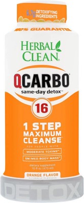 Qcarbo16 Same-Day Detox Drink, 1-Step Maximum Cleanse, Orange, (16 Fl Oz)