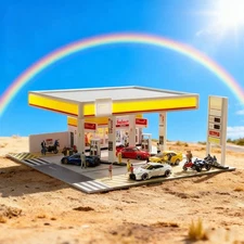 Diorama 1/64 Diecast Car Parking Lot Model LED Street Building Scene Display Toy