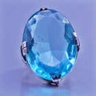 Size 3.5, vintage Sterling 925 silver handmade cocktail ring with blue glass