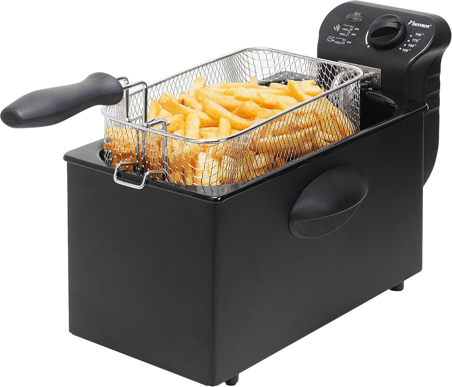 Friteuse à huile zone froide 3.5L en inox avec thermostat réglable